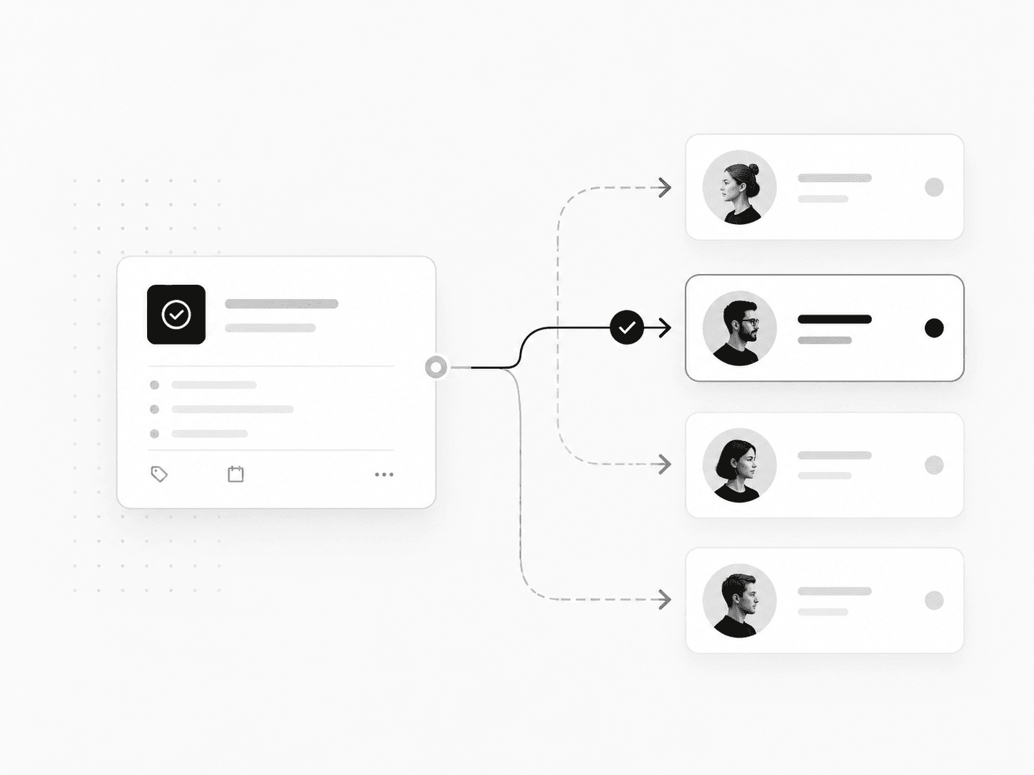 Business process automation routing work to the right team member based on ownership and status